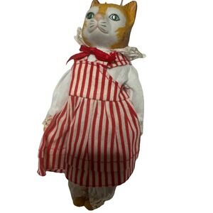 VTG Enesco 1984 Animal Tales Orange 'Mr Country Cat' Figurine Christmas Ornament